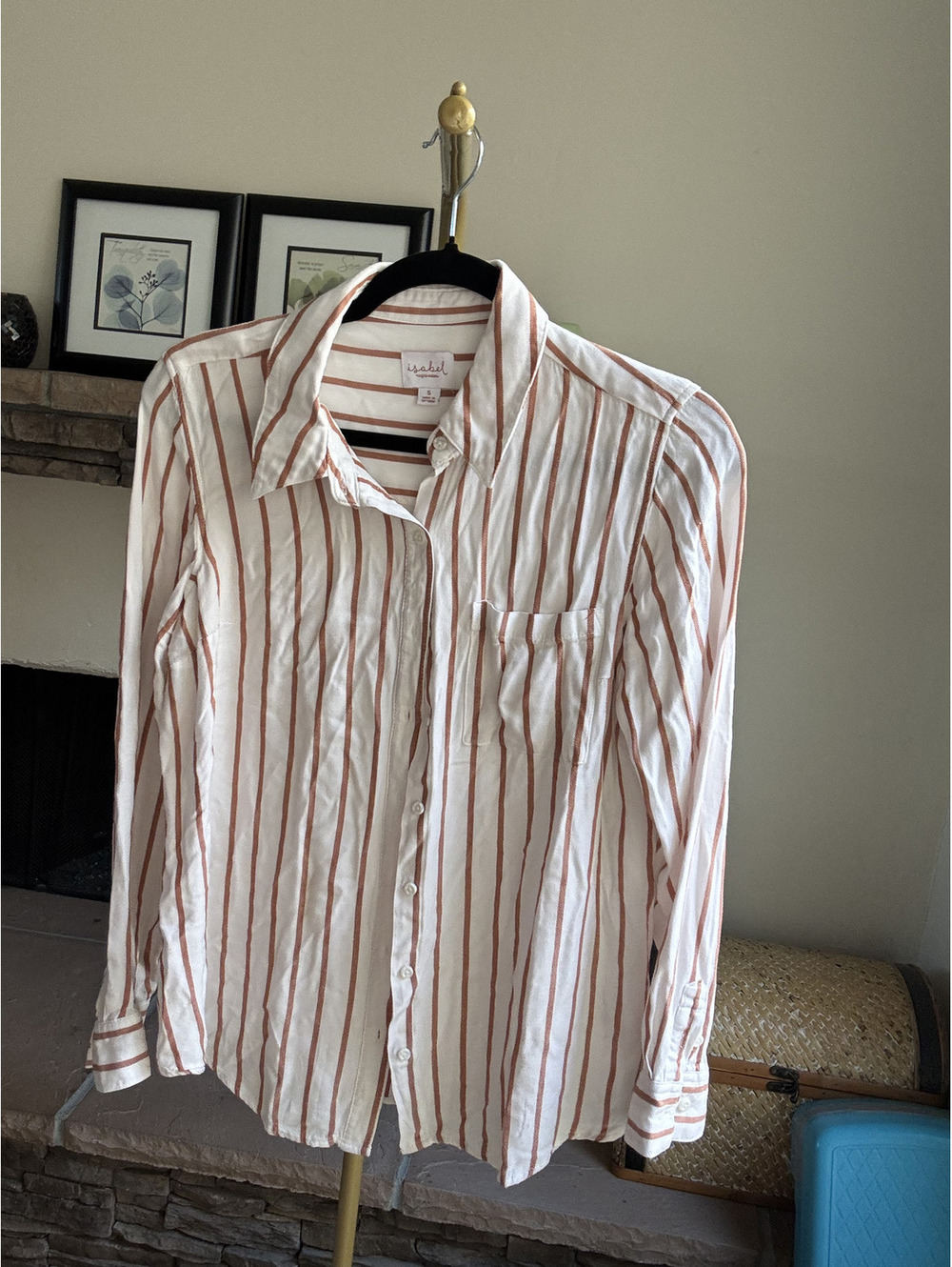 Isabel by Ingrid Isabella White with burnt-orange pinstripe Size Small